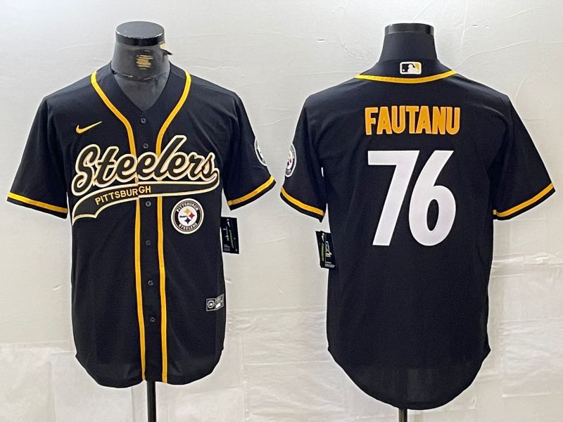 Men Pittsburgh Steelers #76 Fautanu Black Joint Name 2024 Nike Limited NFL Jersey style 3